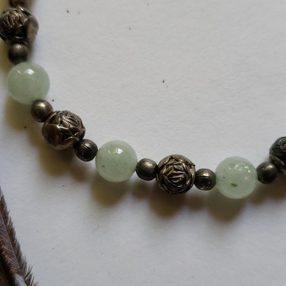 Vintage Adventurine rose bead bracelet - Picture 2 of 8